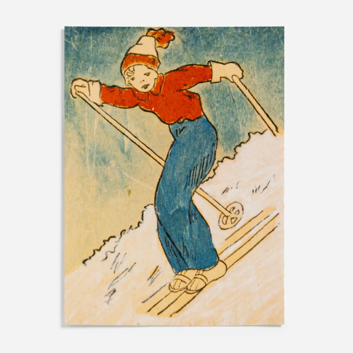 Vesterheim Card Packets-Child On Skis by C.A. Hendrickson  - Collection Card Set