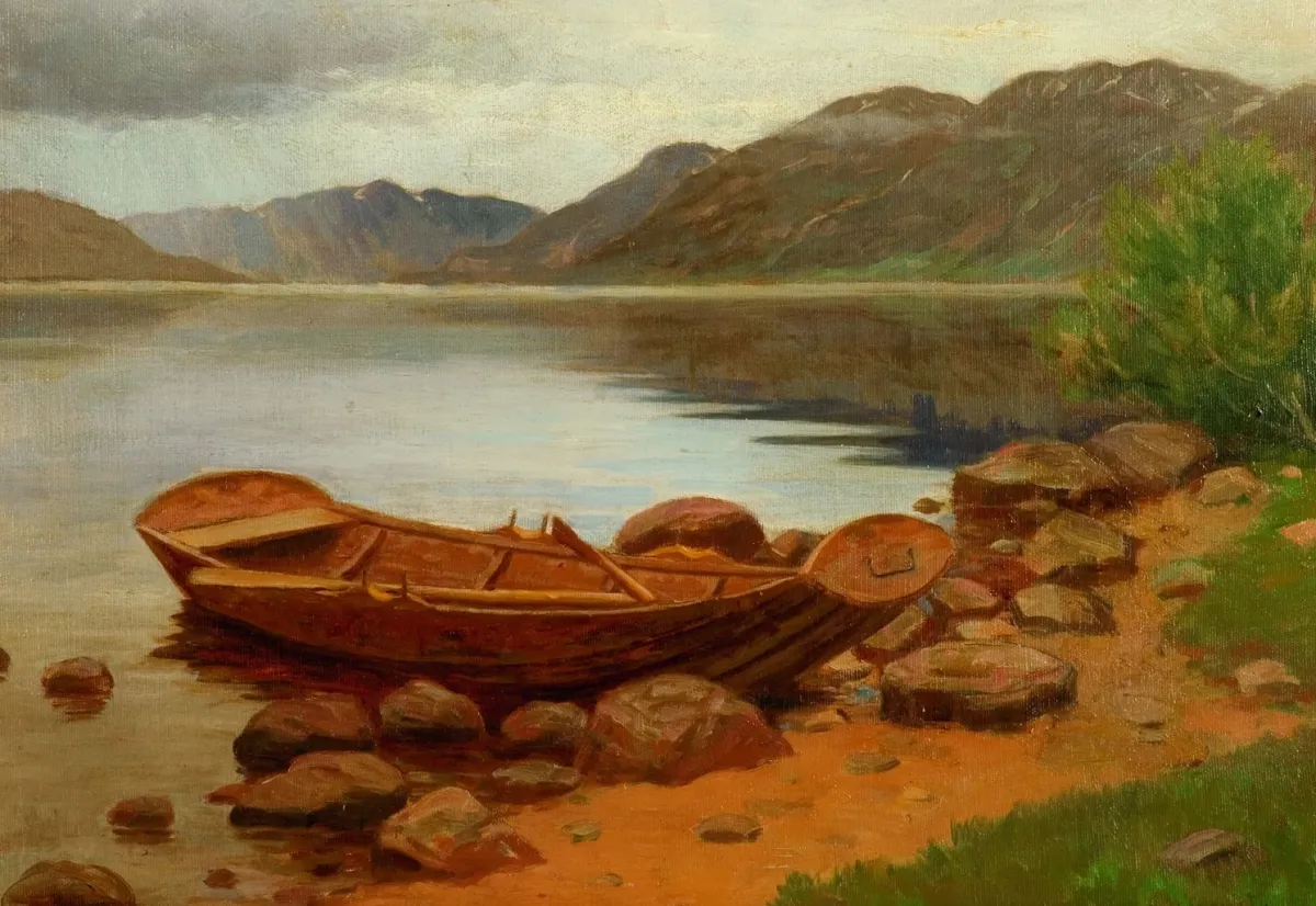 Vesterheim Giclee Reproduction Prints-Giclée Print from 's Collections - Boat On Shore by Herbjorn Gausta