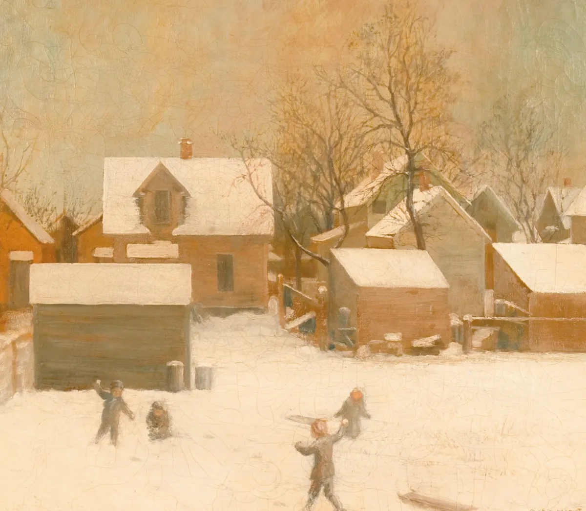 Vesterheim Giclee Reproduction Prints-Giclée Print from 's Collections - City Snow with Children by Olaf Aalbu