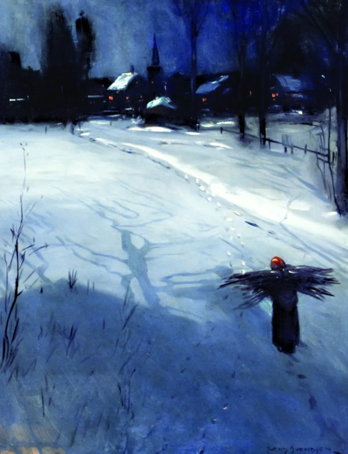 Vesterheim Giclee Reproduction Prints-Giclée Print from 's Collections - Faggot Gatherer on Snowy Road by Svend Svendsen