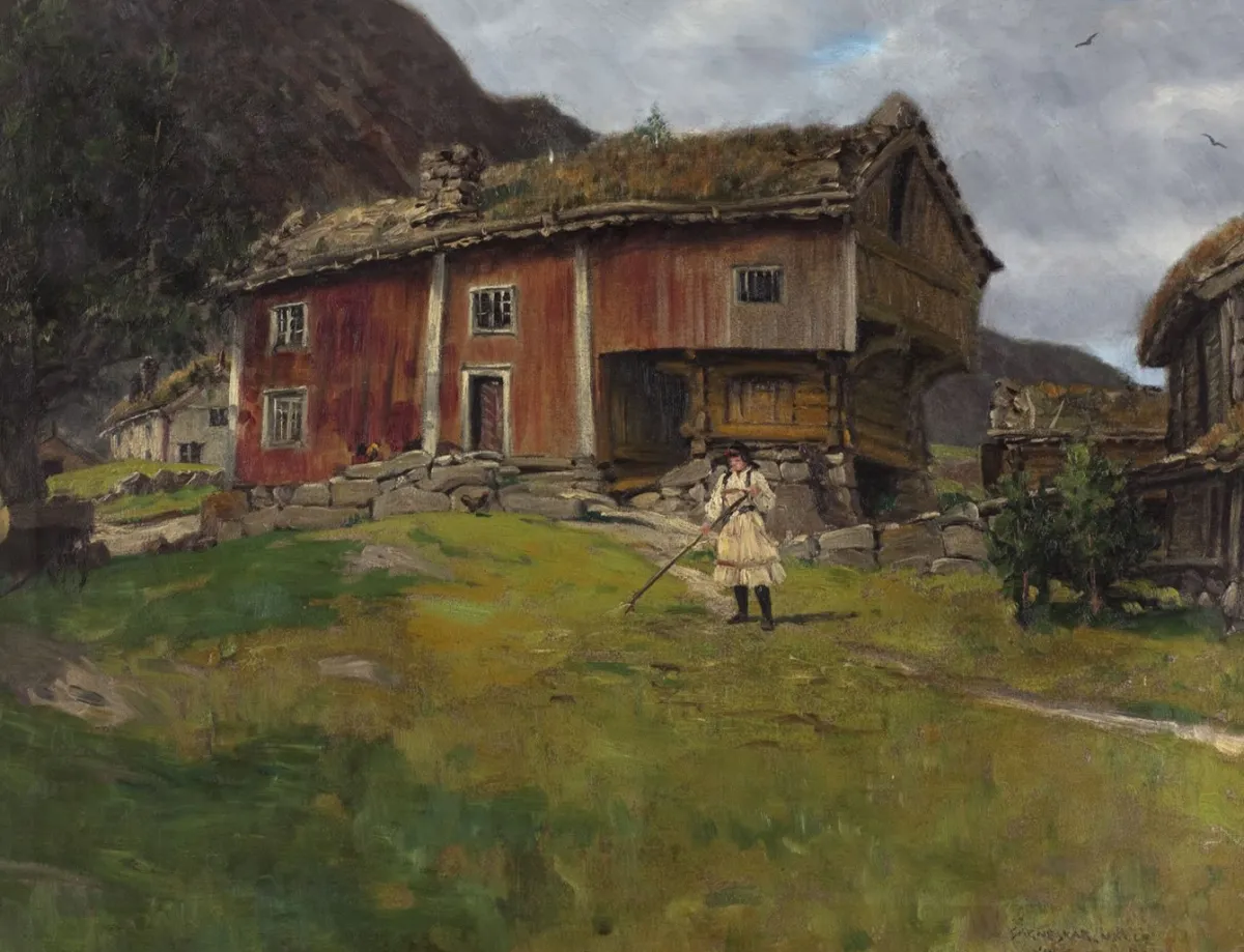 Vesterheim Giclee Reproduction Prints-Giclée Print from 's Collections - Farmstead in Setesdal by Ben Blessum