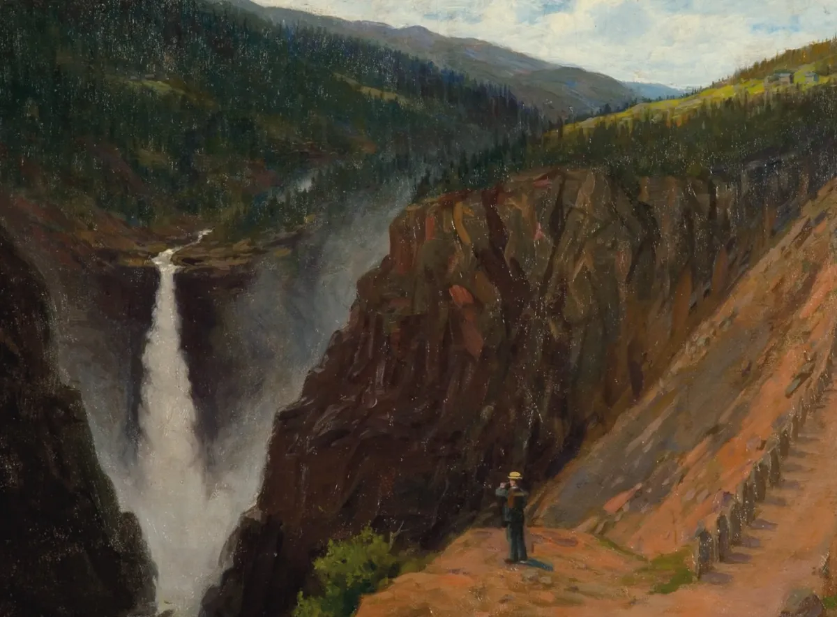 Vesterheim Giclee Reproduction Prints-Giclée Print from 's Collections - Landscape with Rjukan Waterfall by Herbjorn Gausta