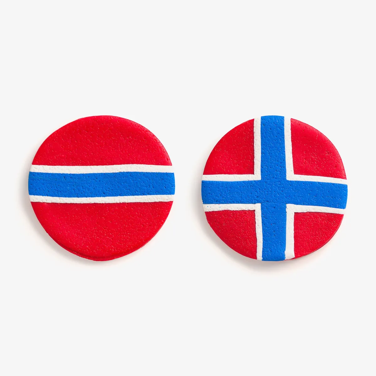 Vesterheim Jewelry | Modern Jewelry-Large Norway Flag Earrings by Erin Noel Design - Round
