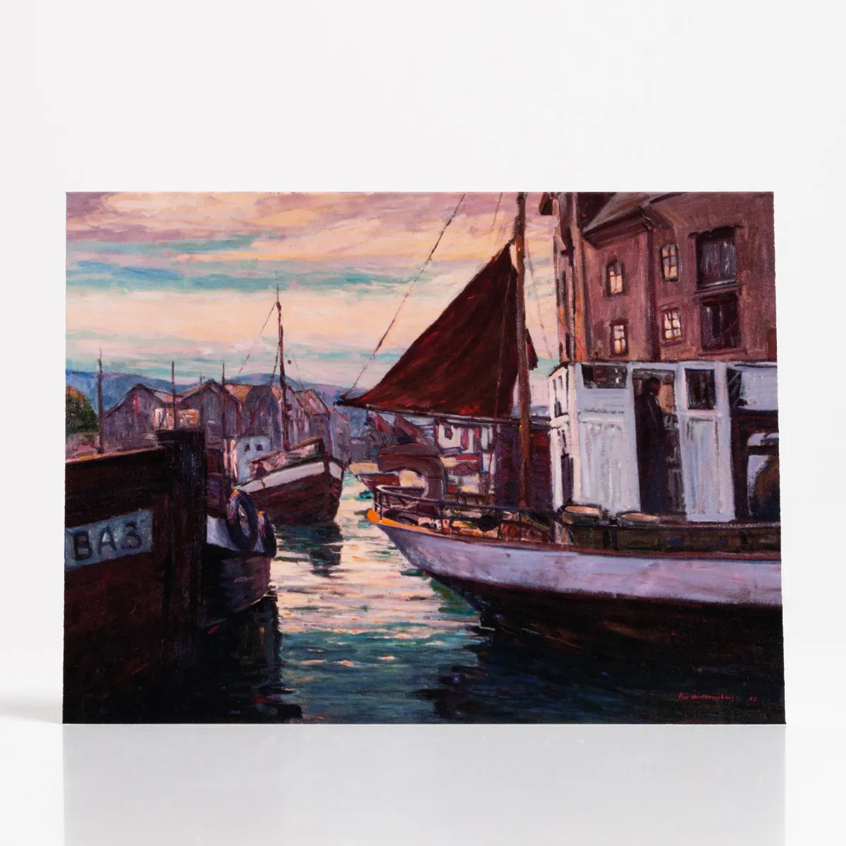 Vesterheim Single Cards-Twilight Harbor at Alesund by Peer Gulbrandsen - Collection Card
